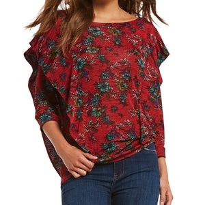 Dock Street Top/Blouse with a draped ruffle trim